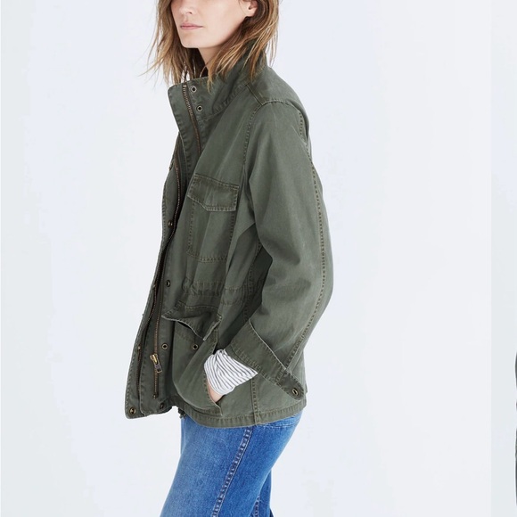 Madewell Surplus Jacket Utility Field Military Full Zip Sharp Casual in Olive 🫒 - Picture 5 of 13